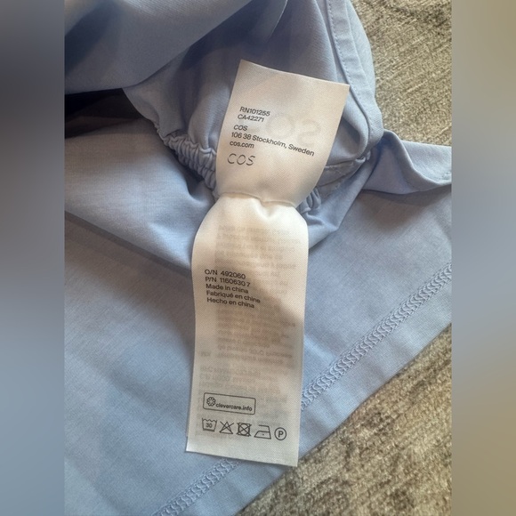 COS Sky Blue side Ruched Women's Blouse top S - Picture 10 of 11